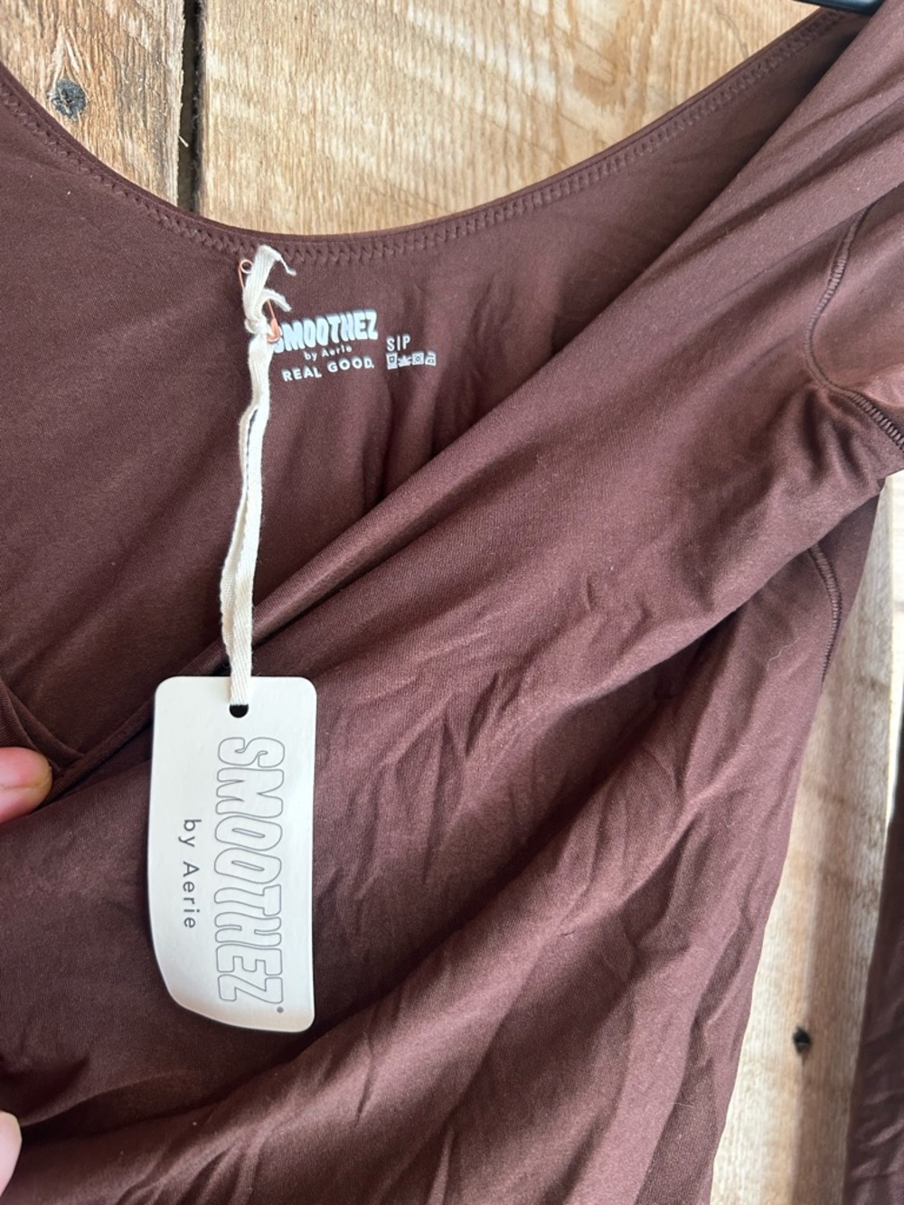 aerie Smoothiez Scoop Neck Top in Brown